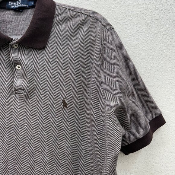 VTG Polo Ralph Lauren Herringbone USA Made Cotton Short Sleeve Shirt Mens sz XL - Picture 3 of 9